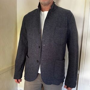 Mens Buck Mason Felted Chore Coat, marled grey wool. Size XL